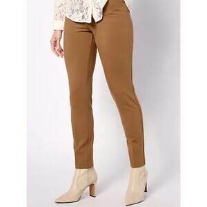 GRAVER Susan Graver QVC Status Stretch Slim Leg Ankle Pants in Mocha Haze